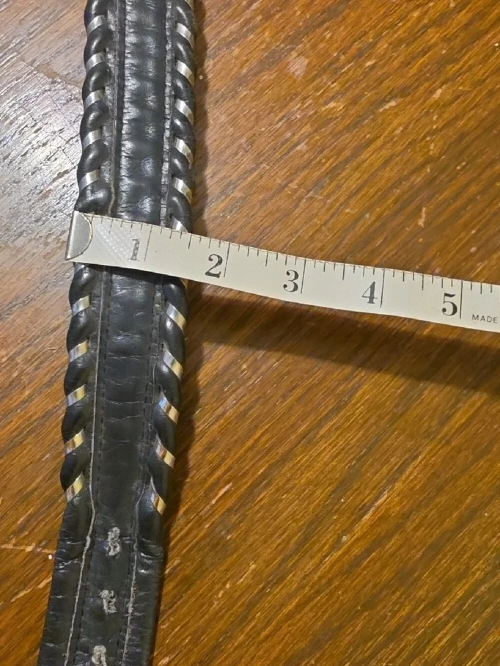 Justin Vintage Gray Leather Belt with Contrasting Stitch Detail